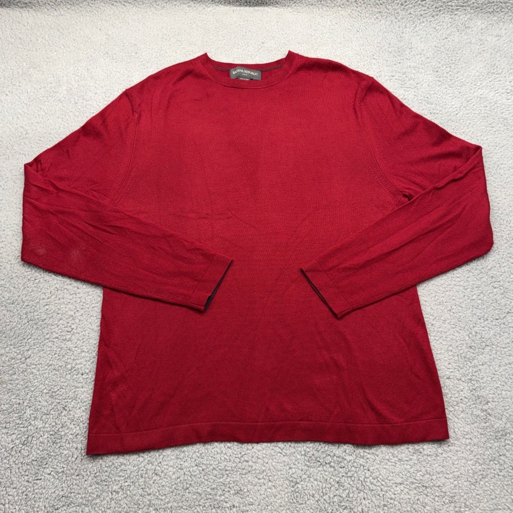 Banana Republic 337963-03 Mens Large 300599 Red Silk‎ Cashmere Crew Neck Sweater